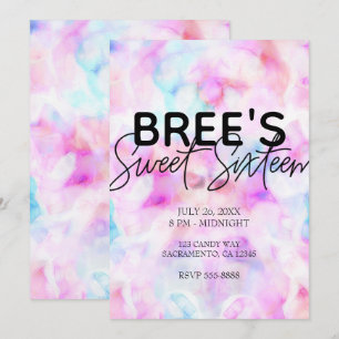 Katoensuiker Kleuren Aquarel Glam Sweet 16 Feest Kaart
