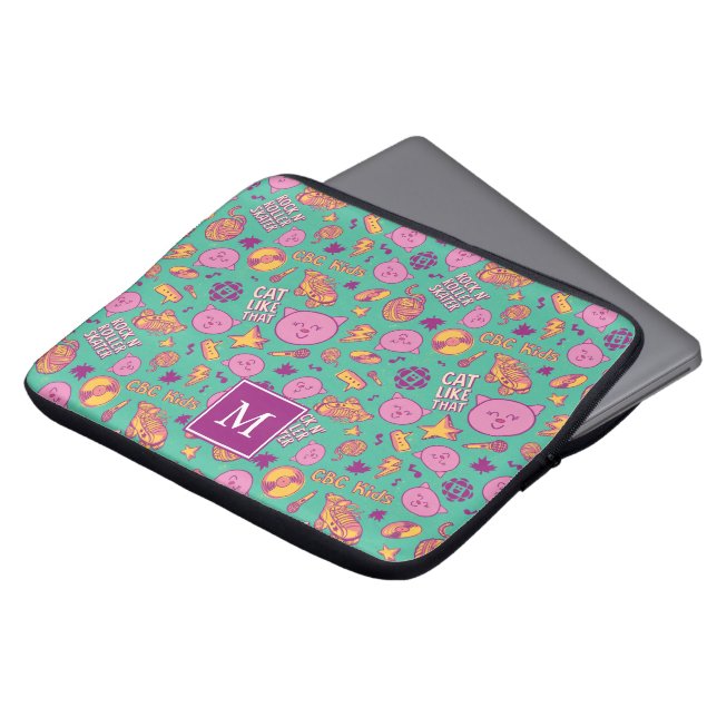 Katoentbalpatroonmonogram laptophoes laptop sleeve (Voorkant top)