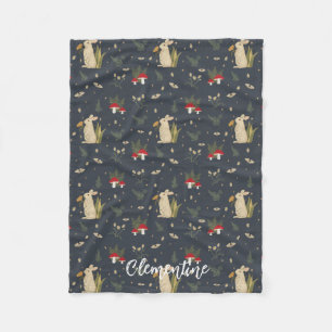 Katoentkermarineborst Botanische rode paddenstoelb Fleece Deken