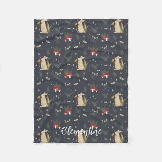 Katoentkermarineborst Botanische rode paddenstoelb Fleece Deken (Voorkant)