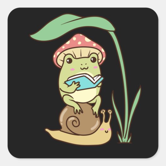 Katoentkern esthetisch kikkerboek op slak vierkante sticker (Voorkant)