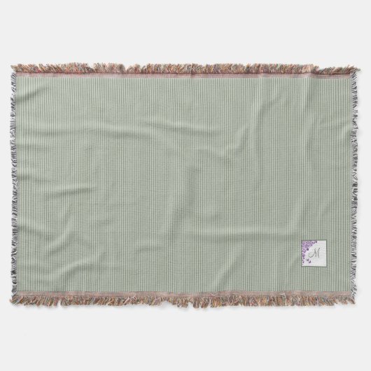 Katoentsenbandje Paarse Floral Script Monogram Deken (Voorkant)