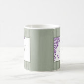 Katoentsenbandje Paarse Floral Script Monogram Koffiemok (Center)