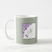 Katoentsenbandje Paarse Floral Script Monogram Koffiemok (Links)