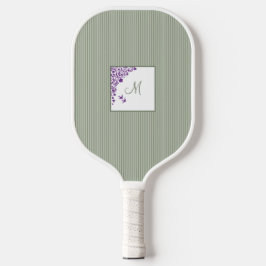 Katoentsenbandje Paarse Floral Script Monogram Pickleball Paddle