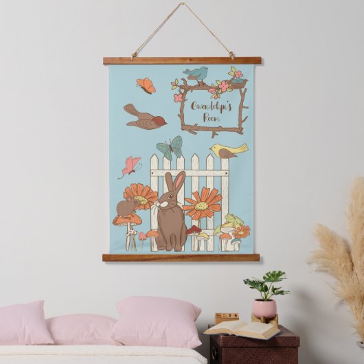 katoenvogels en dieren op maat hangend wandkleed (Slaapkamer)