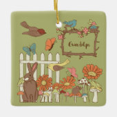 katoenvogels en dieren op maat keramisch ornament (Voorkant)