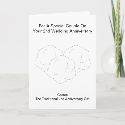 Katoenwol gepersonaliseerd 2e bruiloft Jubileum Kaart (Voorkant)