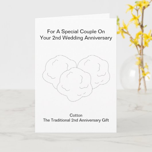 Katoenwol gepersonaliseerd 2e bruiloft Jubileum Kaart (Gele Bloem)