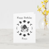 Katoetkern Moon Phase Birthday Wenskaart Kaart (Gele Bloem)