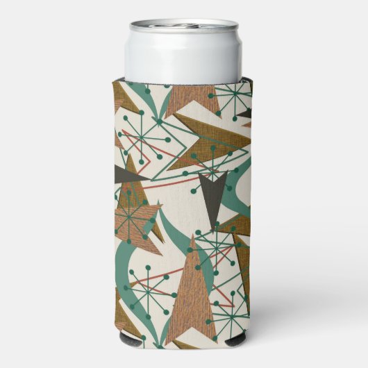 Katoompijlen midden eeuw Moderne stijl Brown Aqua Seltzer Blikjeskoeler (Seltzer Achterkant)