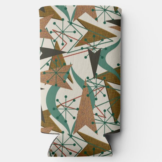 Katoompijlen midden eeuw Moderne stijl Brown Aqua Seltzer Blikjeskoeler (Achterkant)