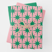 Katoomtijdperk 50: Starbursts - groen en roze Inpakpapier Vel (In situ)