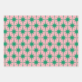 Katoomtijdperk 50: Starbursts - groen en roze Inpakpapier Vel (Voorkant)