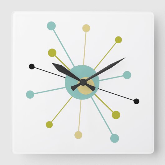 Katoomtijdperk - uitbarsting midden eeuw modern vierkante klok (Voorkant)