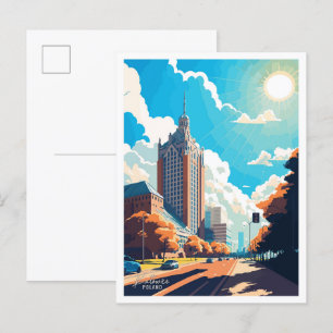 Katowice Polen Art Vintage Travel Illustratie Briefkaart