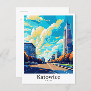 Katowice Polen Travel Portret Illustratie Briefkaart