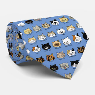 *katpatro猫 * 猫 柄【ブサ*】ブルーネクタ stropdas