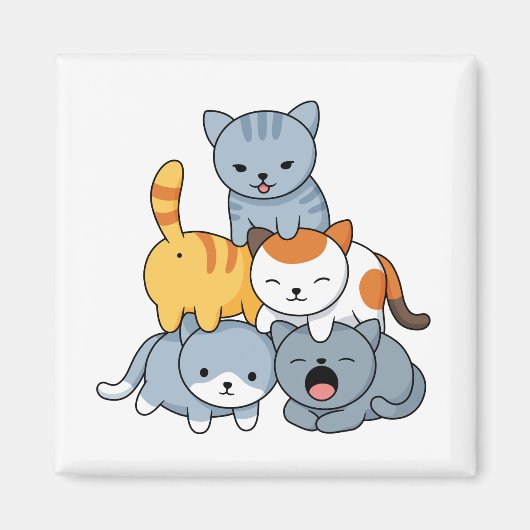 Katpiramide - Groep katten Magneet (Voorkant)