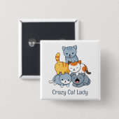 Katpiramide - Groep katten Vierkante Button 5,1 Cm (Voorkant /achterkant)