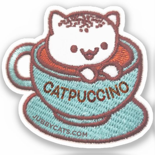 KATPUCCINO CAT-geborduurde patchsticker Sticker (Voorkant)