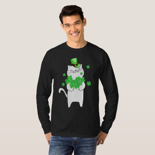 Katricks Day Cat Shamrock St Patricks Day Lucky T-shirt (Voorkant volledig)