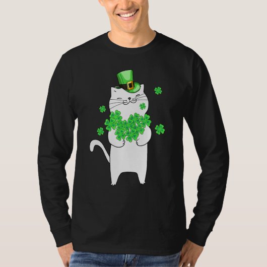 Katricks Day Cat Shamrock St Patricks Day Lucky T-shirt (Voorkant)