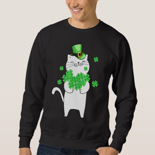 Katricks Day Cat Shamrock St Patricks Day Lucky Trui (Voorkant)