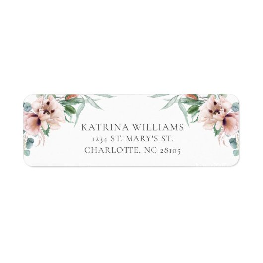 Katrina Boho Chic Pink Floral Wedding Etiket (Voorkant)