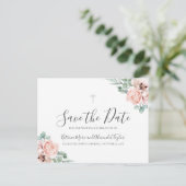 Katrina Christelijk Cross Greenery Save the Date Aankondigingskaart (Staand voorkant)