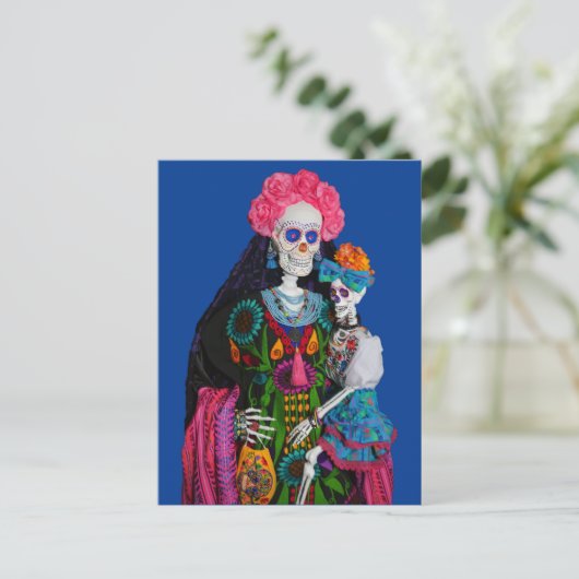 Katrina en Calavera Child Sugar Skull Canvas Briefkaart (Staand voorkant)