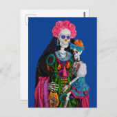 Katrina en Calavera Child Sugar Skull Canvas Briefkaart (Voorkant / Achterkant)
