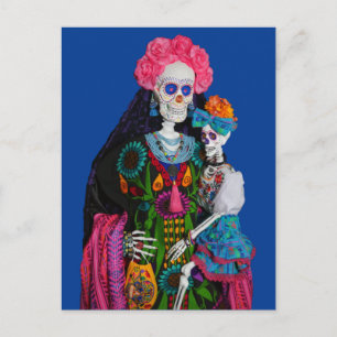 Katrina en Calavera Child Sugar Skull Canvas Briefkaart