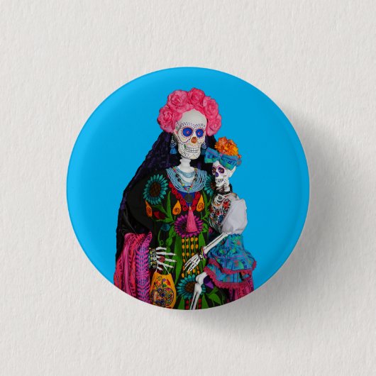 Katrina en Calavera Child Sugar Skull Canvas Ronde Button 3,2 Cm (Voorkant)
