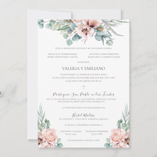 Katrina Invitación Boda Catolica Spaanse bruiloft Kaart (Voorkant)