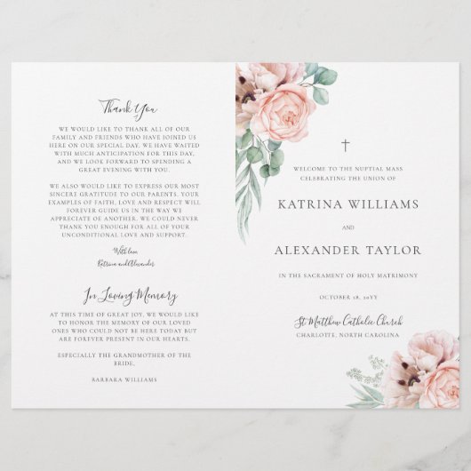 Katrina katholieke Wedding Mass Ceremony Programma (Voorkant)