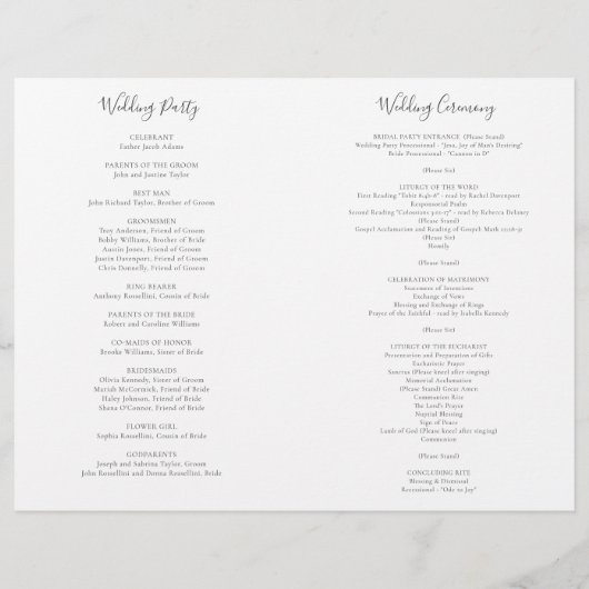 Katrina katholieke Wedding Mass Ceremony Programma (Achterkant)