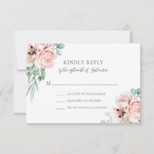 Katrina Pastel Pink Floral Boho Chic RSVP Kaartje