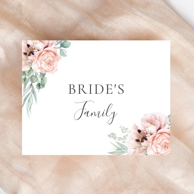 Katrina Pink Floral Bride's Family Wedding Sign (Creator heeft geüpload)