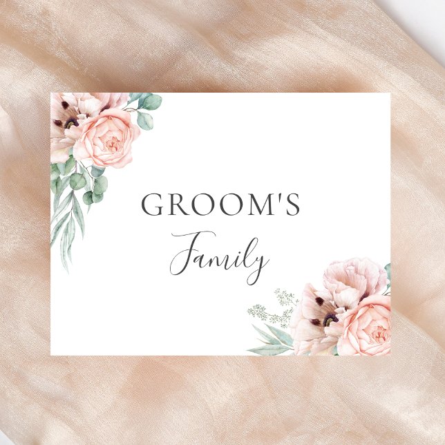 Katrina Pink Floral Groom's Family Wedding Sign (Creator heeft geüpload)