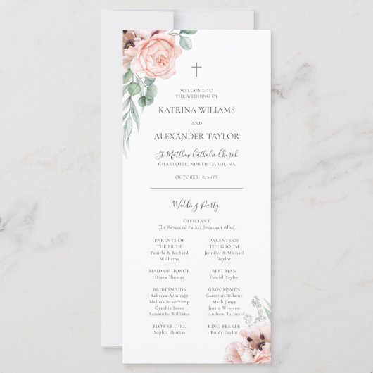 Katrina Pink Floral katholieke bruiloft (Voorkant)