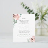 Katrina Pink Floral Wedding Guest Details Informatiekaartje (Staand voorkant)