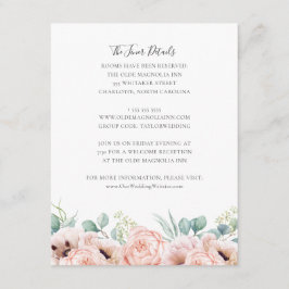 Katrina Pink Floral Wedding Guest Details Informatiekaartje