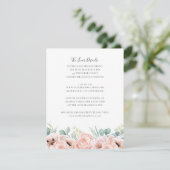 Katrina Pink Floral Wedding Guest Details Informatiekaartje (Staand voorkant)