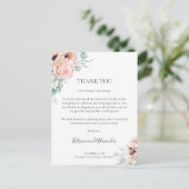 Katrina Roze Bloem Bruiloftsreceptie Bedankt Briefkaart (Staand voorkant)