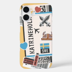 Katrineholm Viking Zweden Boarding Pass Reizen iPhone 16 Hoesje