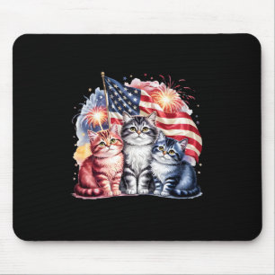 Katriottisch Amerika Katten Usa Vlag Vuurwerk 4 ju Muismat