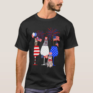 Katriottische Amerikaanse vlag 4 juli wijnglazen T-shirt