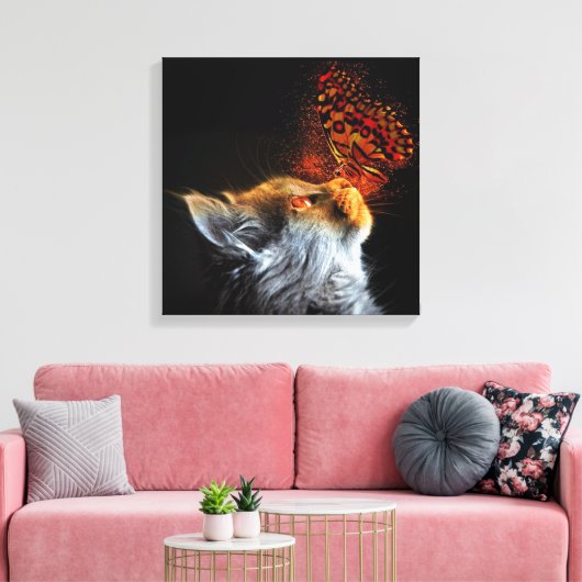 Kat's Butterfly Kisses Modern Chic Fantasy Canvas Afdruk (Insitu (Woonkamer))