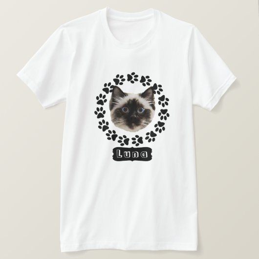 Kat's Cutout Face Fun Paws T-shirt (Design voorkant)